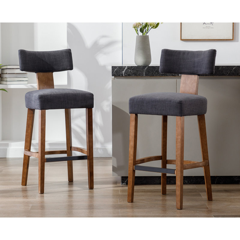 Corrigan Studio® Mid Century Modern Bar Stools Set Of 2, Farmhouse PU